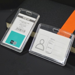 Przezroczysty akryl kart identyfikacyjnych pracowników uchwyt przezroczysty odznaka uchwyt na karty dostępu