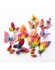 12 sztuk Multicolor podwójna warstwa skrzydła 3D motyl naklejki ścienne magnes pcv motyle strona dzieci sypialnia lodówka Decor 