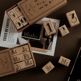 Numer miesiąca, drewno, znaczek, zestaw DIY craft drewniane i gumowe stemple do scrapbookingu piśmienne scrapbooking standardowe