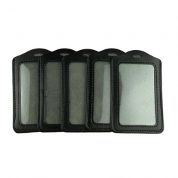 5 sztuk/partia niezbędne Voberry czarny PU Leather Business ID kieszeń na karty pionowe (ładowane od góry) z otworem i łańcuch o