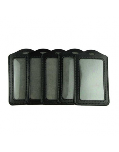5 sztuk/partia niezbędne Voberry czarny PU Leather Business ID kieszeń na karty pionowe (ładowane od góry) z otworem i łańcuch o