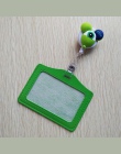 1 sztuk Mini cukierkowe kolory cartoon chowany odznaka kołowrotek z poziome stylu PU ID wizytówka posiadacza karty identyfikacyj