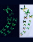 12 sztuk Luminous motyl projekt naklejka Art naklejki ścienne pokój magnetyczny wystrój domu diy naklejki stickertjes tapety dek