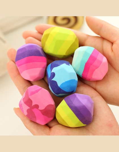 Kawaii kolorowe kamień kształt gumka gęsi miękkie gumowe gumki nieregularny kształt Rock Big pióro gumka materiały piśmienne dla
