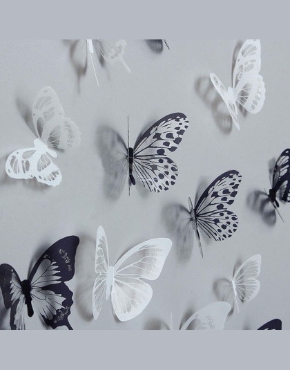 18 sztuk 3D czarny i biały motyl naklejka Art naklejka Home Decoration wystrój pokoju gorąca sprzedaż