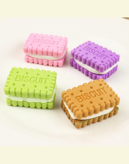 4 sztuk/zestaw śliczne Kawaii pliki cookie gumka do mazania zestaw szkolne biuro wymaż dostaw prezenty dla dzieci