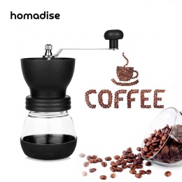 Homadise dla instrukcja młynek do kawy Cafe wzmocnione szklana ceramiczna rdzeń przenośne trwałe Cafe dzbanek do kawy młynek eks
