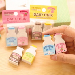 2 sztuk/paczka kawaii owoce mleczny mini gumka do mazania kreatywny papiernicze artykuły szkolne papelaria prezent dla dzieci