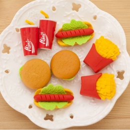 Nowy 1 Pc ciasto z hamburgerami jedzenie napój gumka do mazania papiernicze szkolne materiały biurowe wymaż dostaw owocowych dla
