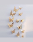12 sztuk 3D tapety Hollow naklejki ścienne motyl lodówka do dekoracji wnętrz nowe naklejki ścienne wysokiej jakości dekoracje do