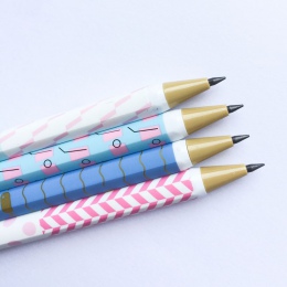 P21 3X świeże pastelowe kropki fala paski naciśnij automatyczne mechaniczne ołówki szkolne materiały biurowe 2.0mm