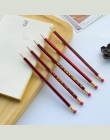 10 sztuk/partia czerwony drewniane kredki HB ołówek z gumką głowy Mirui Stationery