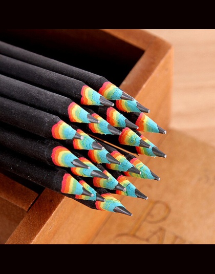 1 sztuk ołówek 2B kredki Rainbow artykuły piśmiennicze materiały do rysowania śliczne ołówki drewna biuro szkolne 17.4*0.74*0.74