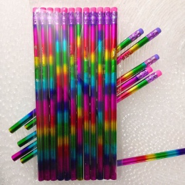 12 sztuk Rainbow drewna ołówek ochrony środowiska ołówek jasny kolor wygląd długopis szkolne materiały biurowe