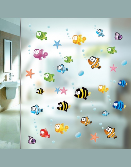 Podwodne ryby rozgwiazda bąbelek naklejki ścienne dla dzieci pokoje Cartoon przedszkole łazienka dzieci pokój Home Decor naklejk
