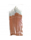 12 sztuk/partia okrągły kształt nylonu włosów drewniany uchwyt pędzel zestaw narzędzi do szkół artystycznych akwarela malarstwo 