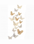 Anpro 12 sztuk 3D Hollow złoty motyl naklejki ścienne DIY lodówka naklejki brokat Art malowidła ścienne do ściany lub dekoracje 