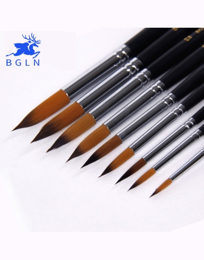 BGLN 9 sztuk długa rączka nylonowa akwarela szczotki gwasz pędzel do akrylu długopis pincel para pintura dostaw sztuki 804