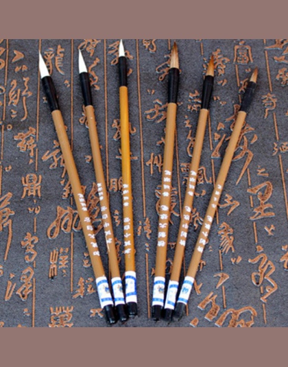 6 sztuk/zestaw chiński tradycyjny białe chmury bambusa wilka włosy pisanie szczotka do malowania kaligrafii praktyka pędzle do p