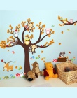 Cartoon las gałęzi drzewa zwierząt sowa małpa niedźwiedź jelenia naklejki ścienne dla dzieci pokoje chłopcy dziewczęta dzieci sy