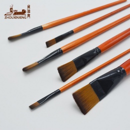 6 sztuk/zestaw akwarela gwasz malarstwo Pen nylonowe włosy pomarańczowy krótkie drewniany uchwyt zestaw pędzli materiały do ryso