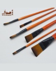 6 sztuk/zestaw akwarela gwasz malarstwo Pen nylonowe włosy pomarańczowy krótkie drewniany uchwyt zestaw pędzli materiały do ryso