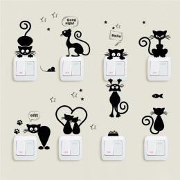 Piękny kot przełącznik światła telefon naklejki ścienne dla dzieci pokoje dekoracje dla domu DIY zwierzęta kreskówki naklejki śc