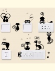 Piękny kot przełącznik światła telefon naklejki ścienne dla dzieci pokoje dekoracje dla domu DIY zwierzęta kreskówki naklejki śc