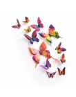 12 sztuk/zestaw Multicolor podwójna warstwa 3D motyl naklejki ścienne magnes pcv motyle strona dzieci sypialnia lodówka dekoracj