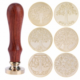 Retro stempel z drewna w klasyczne drzewo roślin lak pieczęć pieczęć starożytna pieczęć Post dekoracyjne antyczne pieczęć Scrapb