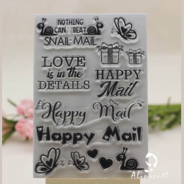 Wyczyść znaczki happy mail ślimak miłość poczta Scrapbooking papier kartonowy rzemiosła silicon rolka gumowa przezroczysty czyst
