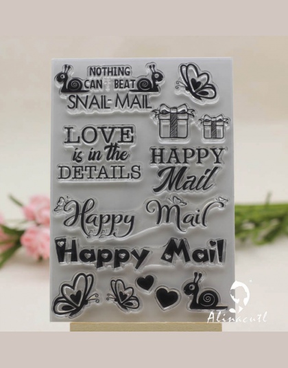 Wyczyść znaczki happy mail ślimak miłość poczta Scrapbooking papier kartonowy rzemiosła silicon rolka gumowa przezroczysty czyst