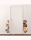 Psy koty 3D naklejki ścienne śmieszne okna drzwi szafa lodówka ozdoby dla dzieci pokój Home Decor Cartoon zwierząt Art winylowa 