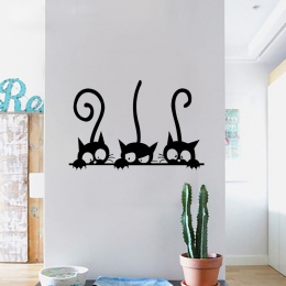 Piękne 3 czarny śliczne koty naklejki ścienne Moder kot naklejki ścienne dziewczyny winylowa dekoracja do domu Cute Cat salon dl