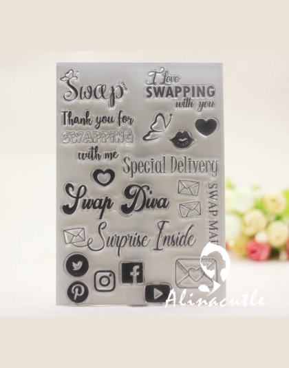 Wyczyść znaczki wymiany poczta dziękuję ci usta miłość serce Scrapbooking papier kartonowy rzemiosła silicon rolka gumowa przezr