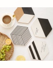 Prosty czarny biały drewna napój Coaster filiżanka kawy Mat herbata Pad jadalnia moda miękkie drewniane podkładki dekoracji akce