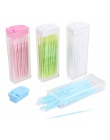 50 sztuk/partia przenośne jednorazowe plastikowe wykałaczki czyszczenia zębów nić dentystyczna podróży dwie głowy cukrowej Stick