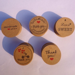 100 sztuk okrągły Kraft tagi dziękuję ręcznie słodka miłość zakładek „ hotele ”oraz „ wynajem samochodów” na górze brązowy papie