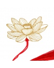 W stylu Vintage chiński styl złoty Metal Hollow Lotus Tassel zakładek „ hotele ”oraz „ wynajem samochodów” na artykuły papiernic