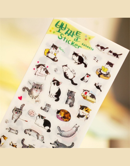 6 sztuk/paczka darmowa wysyłka nowy Korea południowa przezroczyste naklejki pcv śliczne kot pamiętnik Album fotograficzny naklej