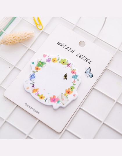 1 sztuk nowy koreański Kawaii kwiat wieniec Sticky Notes kreatywny Post Planner notatnik DIY Memo Pad artykuły biurowe szkolne a