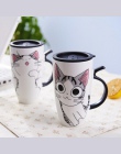 600 ml Cute Cat ceramika kawy kubek z pokrywką duża pojemność zwierząt kubki kreatywny Drinkware kawy kubki herbaty nowości na p