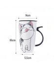 600 ml Cute Cat ceramika kawy kubek z pokrywką duża pojemność zwierząt kubki kreatywny Drinkware kawy kubki herbaty nowości na p