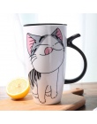 600 ml Cute Cat ceramika kawy kubek z pokrywką duża pojemność zwierząt kubki kreatywny Drinkware kawy kubki herbaty nowości na p