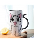 600 ml Cute Cat ceramika kawy kubek z pokrywką duża pojemność zwierząt kubki kreatywny Drinkware kawy kubki herbaty nowości na p