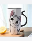 600 ml Cute Cat ceramika kawy kubek z pokrywką duża pojemność zwierząt kubki kreatywny Drinkware kawy kubki herbaty nowości na p