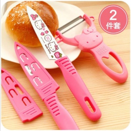 Gadżety kuchenne narzędzia różowy kot Neko Hello Kitty wzór Nóż do owoców i obieraczki śliczne Kawaii narzędzia prezent dla przy