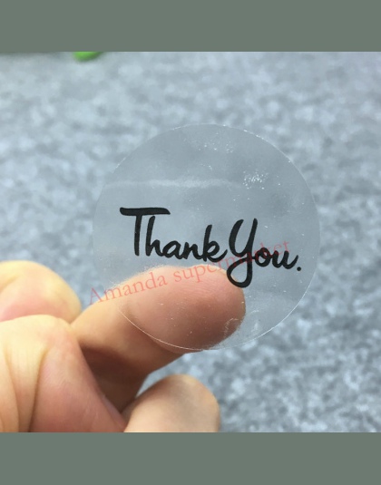 100 sztuk przejrzyste dziękuję etykiety naklejki okrągłe uszczelnienie etykiety naklejki PVC przezroczyste DIY etykiety średnica