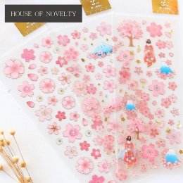 Sakura kwiaty złocenie dekoracyjne naklejki naklejki samoprzylepne DIY dekoracje pamiętnik papeterii naklejki dla dzieci prezent