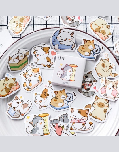 45 sztuk/partia Cartoon zwierząt kot dekoracja z naklejek papierowych DIY album dziennik pamiętnik Scrapbooking naklejki etykiet